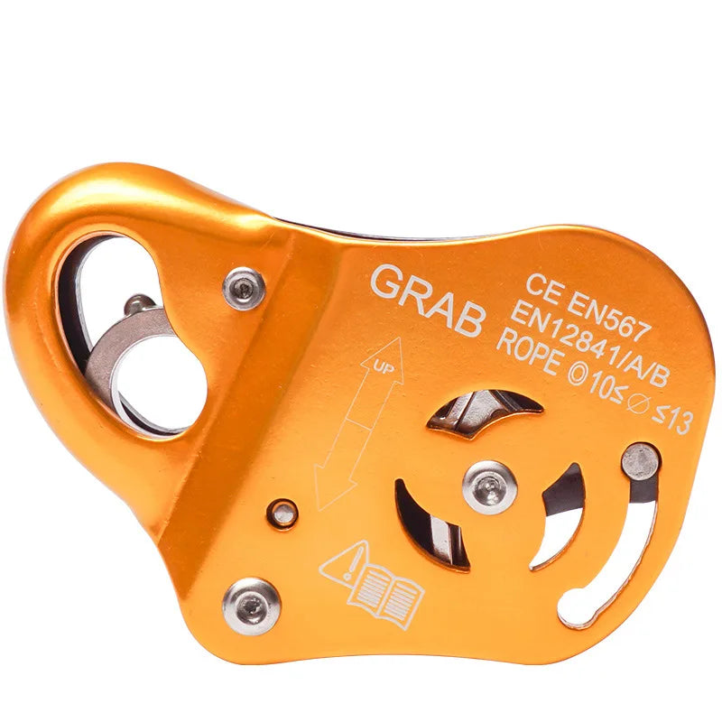 Rock Climbing Ascend Descend Safety Removable Rope Gripper Anti Fall Protctive Belay Device With Cam-Assisted Blocking