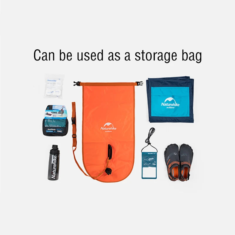 Naturehike 18L Waterproof Bag Inflatable Swimming Bag Double Balloon Swim Buoy Dry Bag Trekking Storage Bag Waterproof Beach Bag