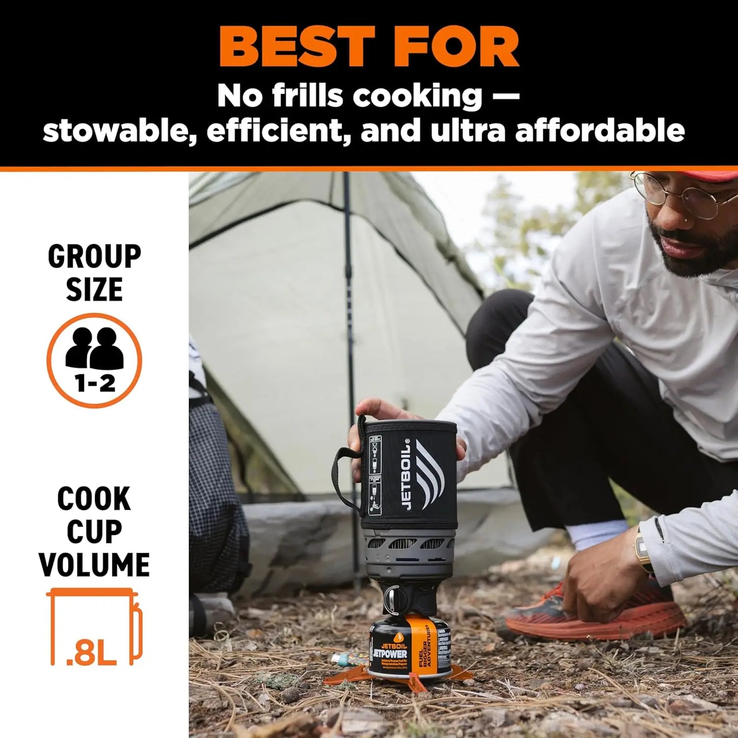 0.8L Portable Fast Boil Stove with Easy-Turn Igniter for Backpacking, Camping, Propane/Isobutane