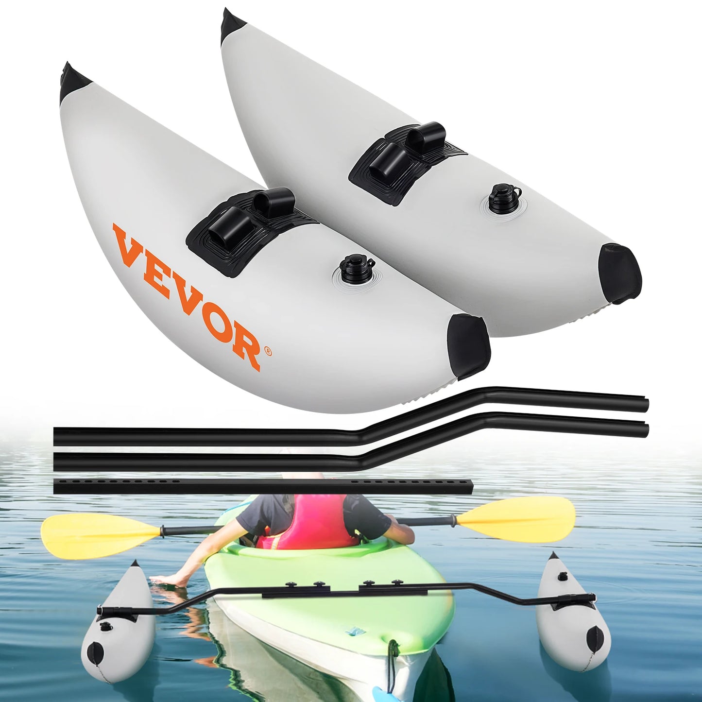 SucceBuy 2PcsKayak Outrigger Stabilizer Inflatable Outrigger Float Standing Float Stabilizer System Kit for Canoes Fishing Boats