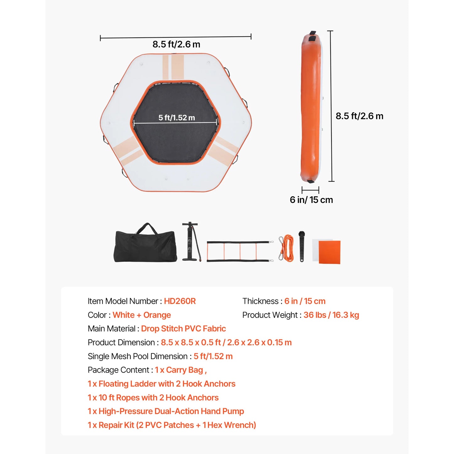SucceBuy Inflatable Floating Dock Inflatable Dock Platform Non-Slip with Carrying Bag & Ladder Floating Platform Island Raft