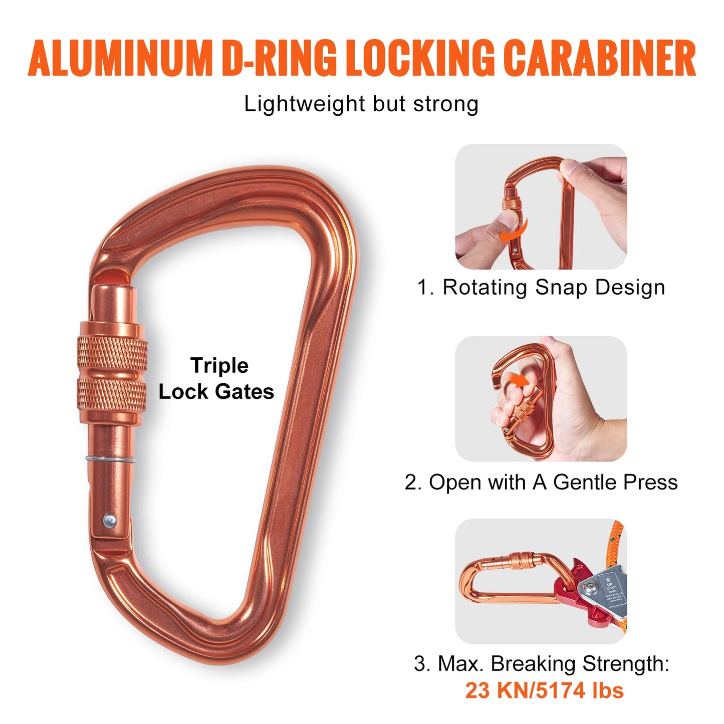 SucceBuy Steel Wire Core Flip Line Kit 25 KN Breaking Tension Solid Snap Hooks & Rope Grap for Arborists Tree Climbers Outdoors