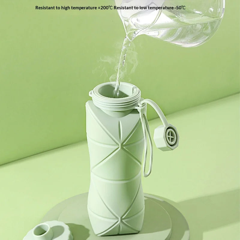 600ml Silicone Water Bottle Folding Portable Reusable Plastic Cups Outdoor Large capacity Gym Cycling hiking Drinking Bottle