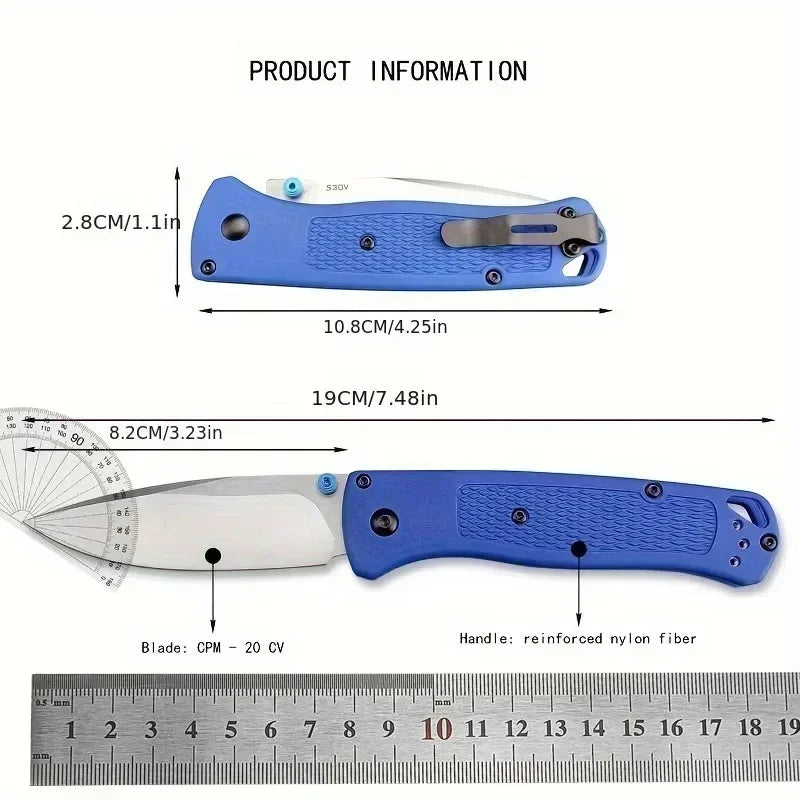 Folding BM 535 Blue/khaki Handle EDC Knife 440C Blade Nylon Fiber Handle Portable Hiking Camping Hunting knife Outdoor Tool