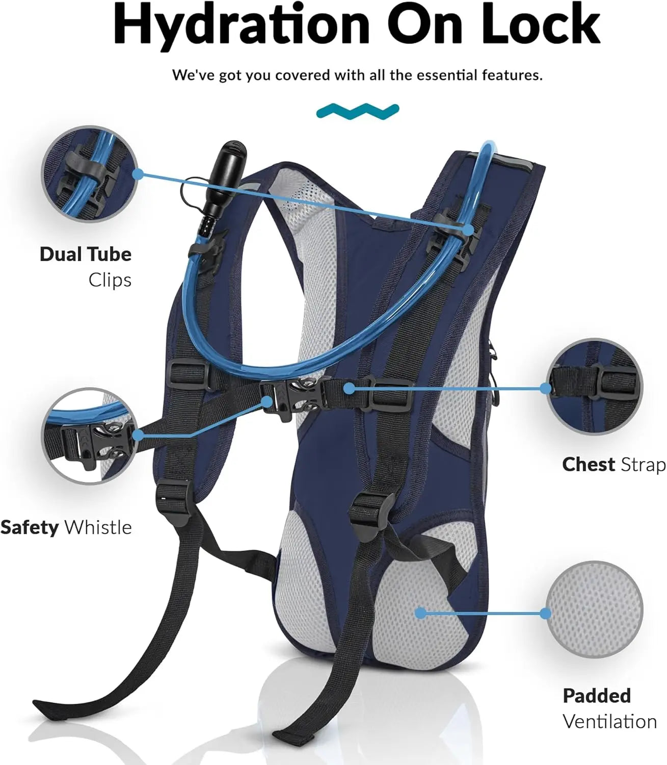 Water Buffalo Hydration Backpack 2L Water Bladder Lightweight Hydration Pack for Hiking Running Biking Raves Road Runner 12L