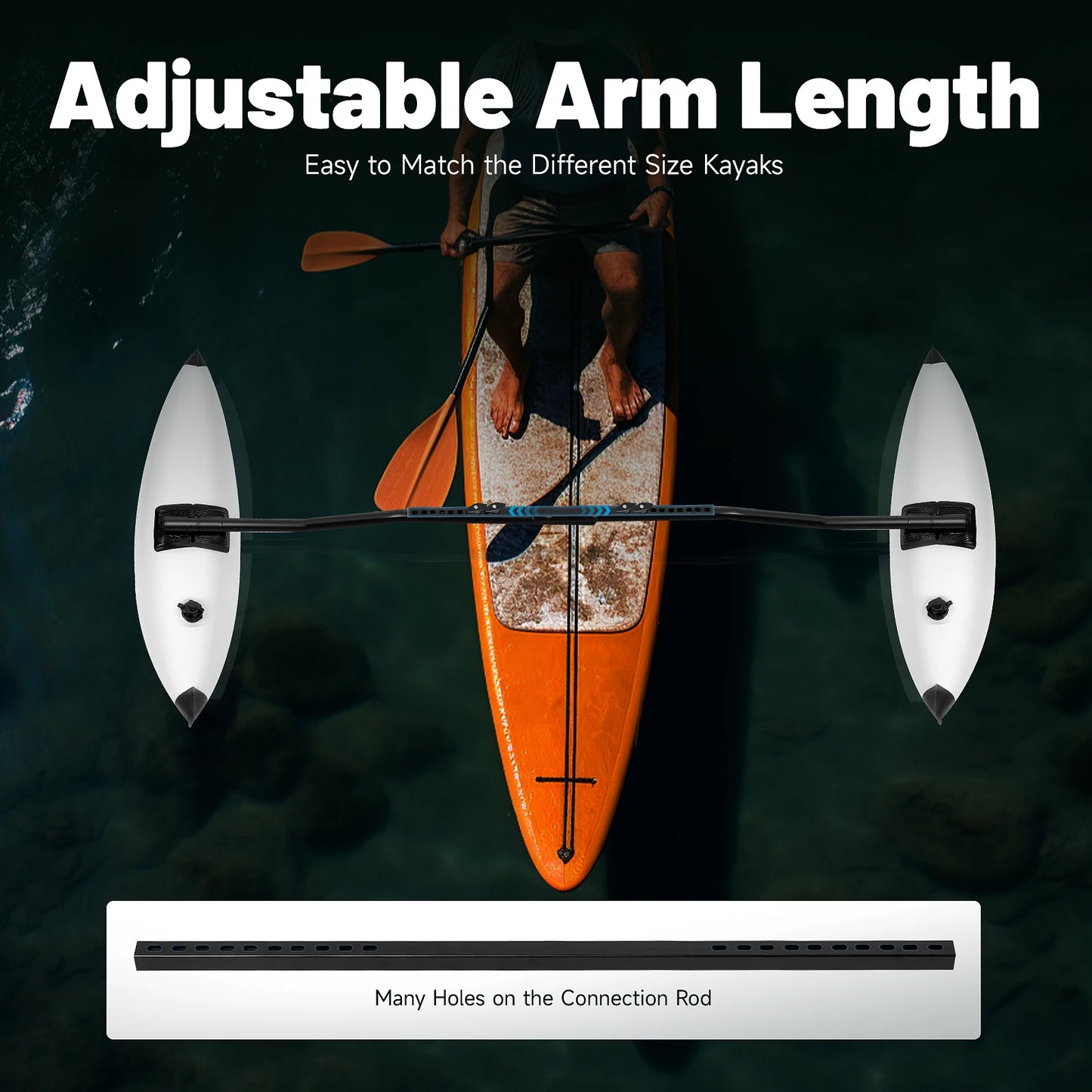 Kayak Inflatable Outriggers PVC Water Float with Dual Valves & Adjustable Sidekicks for Kayaks Canoes Boats Paddling Sailing