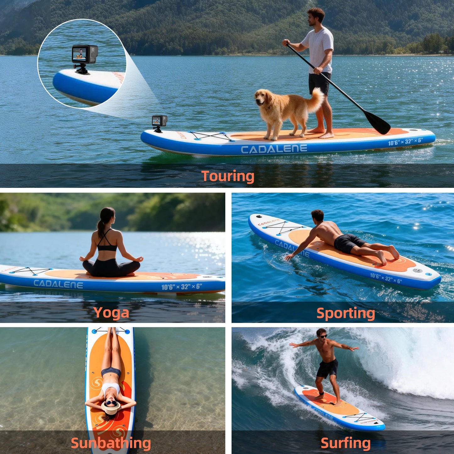 CADALENE Inflatable Stand Up Paddle Board with SUP Accessories, 10'6'' Inflatable PaddleBoard for Adults & Youth