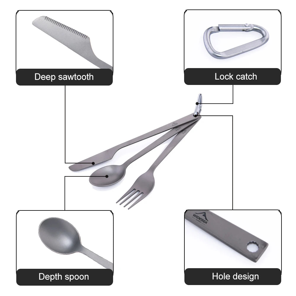 Widesea Titanium Spoon Fork Knife Set 50G Camping Tableware Ultralight  Travel Tourist Outdoor Cookware Gear Equipment