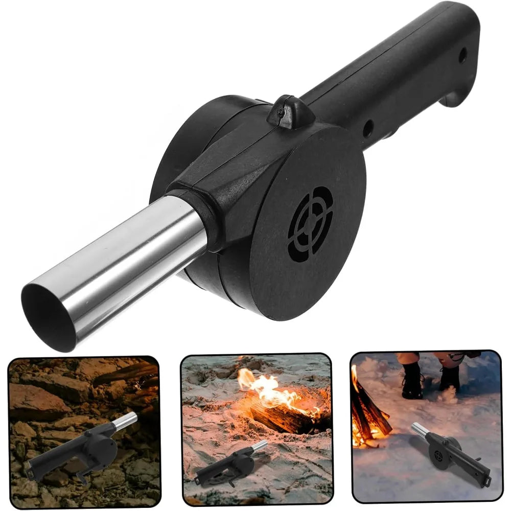 Outdoor BBQ Fan Air Blower, Hand Crank Blower with Bladeless Design, Perfect for Picnic & Camping Stove Accessories