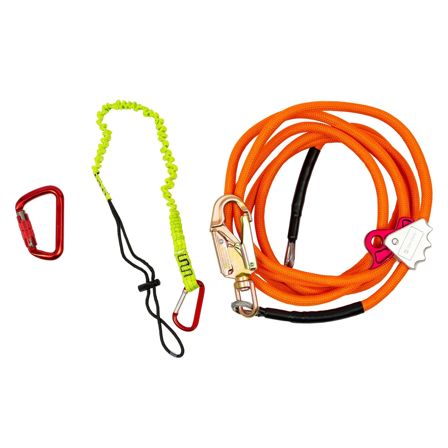 Durable High-Visibility Sling Device: Polyester Fiber, Steel Core, 3-Locking Carabiner, High Carrying Capacity for Climbers