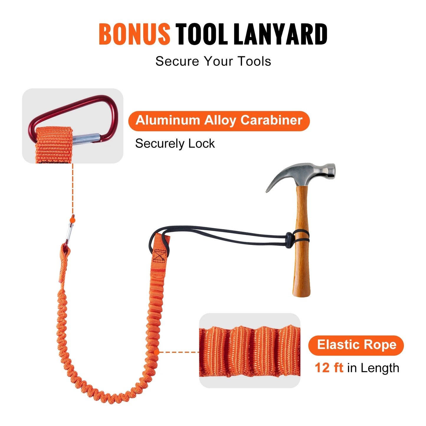 SucceBuy Steel Wire Core Flip Line Kit 25 KN Breaking Tension Solid Snap Hooks & Rope Grap for Arborists Tree Climbers Outdoors