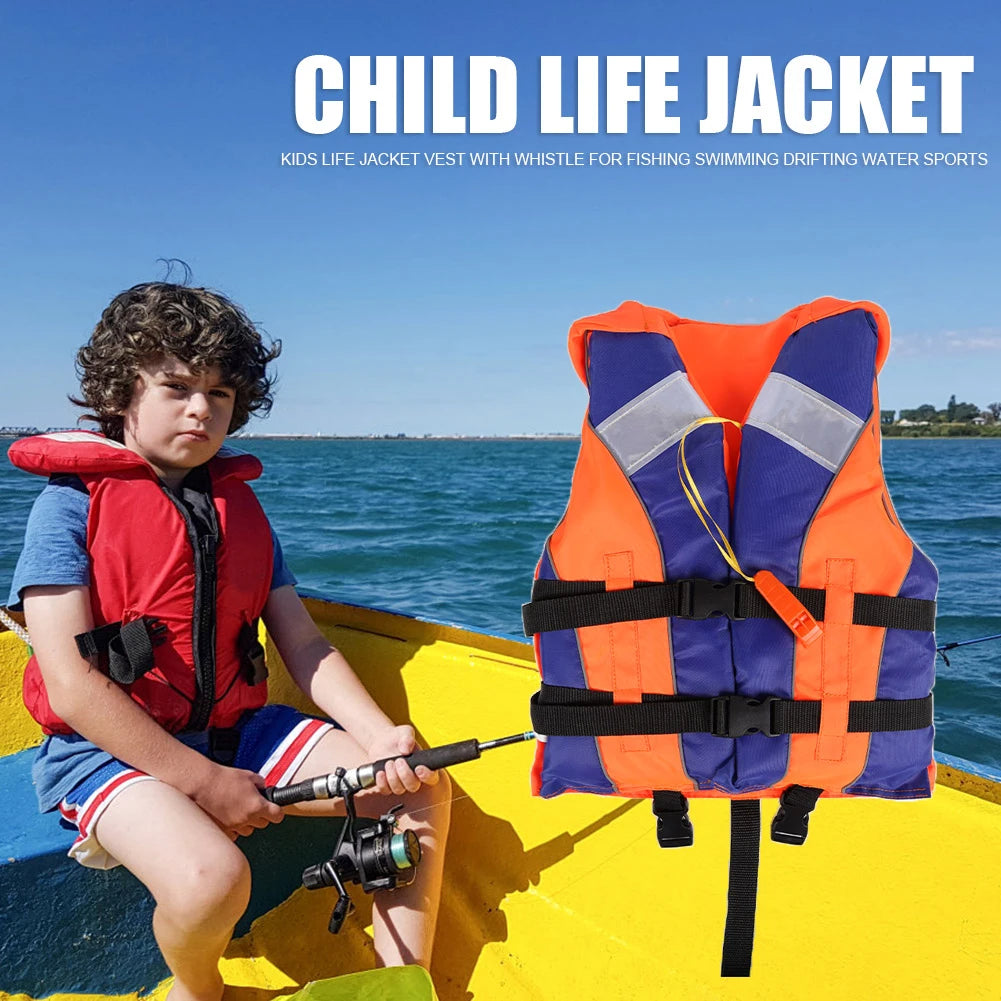 1/2PCS Children Life Jacket With Whistle Swimming Boating Float Vest Adjustable Size Drifting Swimming Life Vest For Water Sport