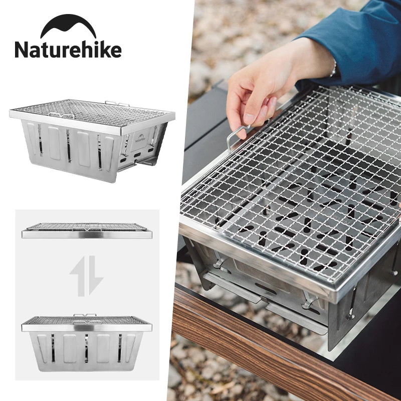 Naturehike Stainless Steel Barbecue Grill Portable Outdoor Stove IGT Table Stove Folding Firewood Stove Barbecue Camping Stove