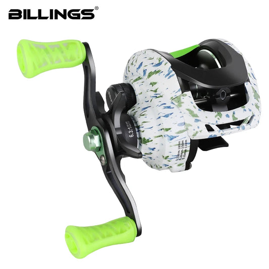 BILLINGS Baitcasting Reel 8kg Max Drag Magnetic Brake System 6.3:1 Gear Ratio Bait Caster Fishing Reels for Fresh Saltwater