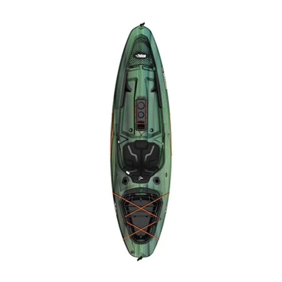 Angler sit-on-top fishing kayak for freshwater and saltwater use, polyethylene hull in teal blue with ergonomic Ergolounge seat