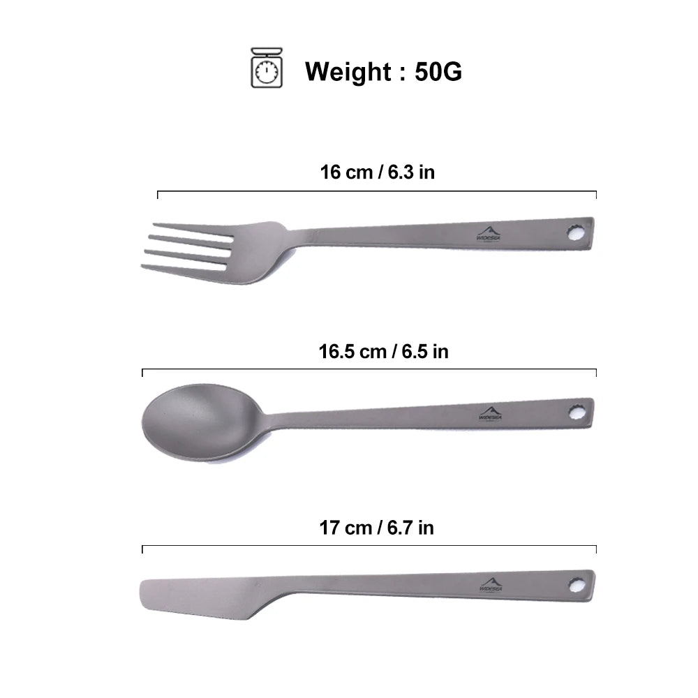 Widesea Titanium Spoon Fork Knife Set 50G Camping Tableware Ultralight  Travel Tourist Outdoor Cookware Gear Equipment