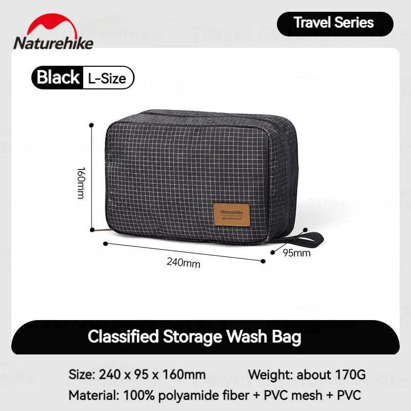 Naturehike SN03 Outdoor Hanging Toiletry Bag Water-proof Cosmetic Storage Bag PVC Wet Dry Separated Bags Camping Hiking Wash Bag