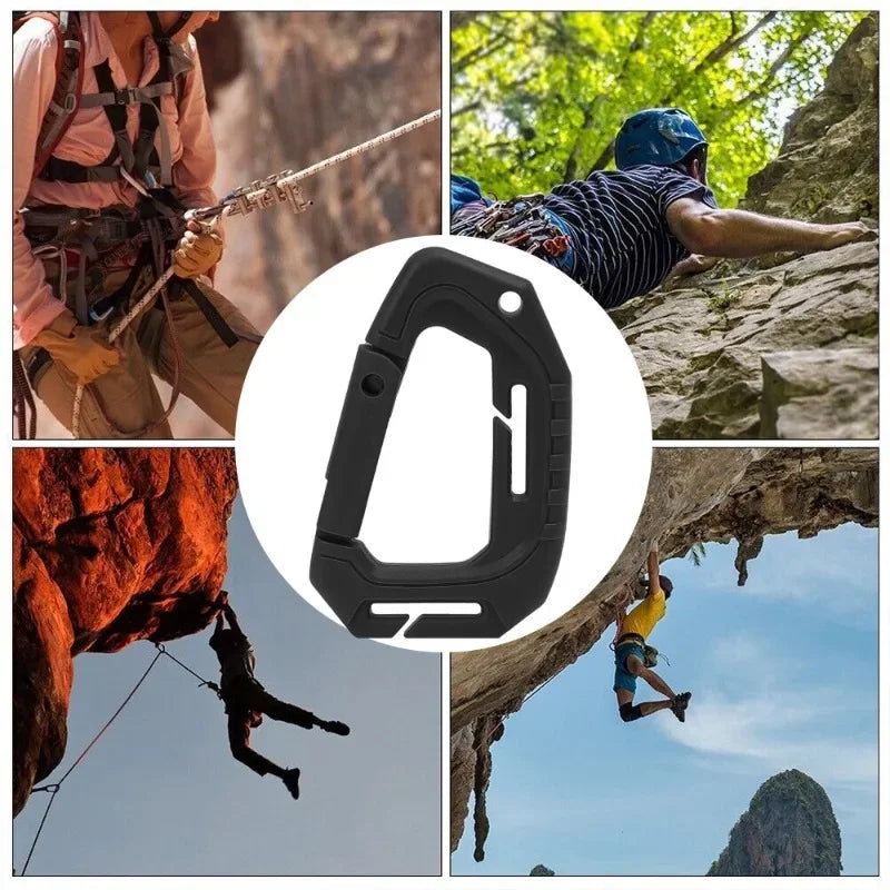 5/10Pcs Tactical Carabiner Set Plastic Steel Quick Hook Webbing Grimlock Lock Keychain Outdoor Backpack Karabiner Buckle